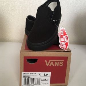 Vans Classic Slip On Black/Black Toddlers 8